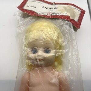 Vintage Fibre-Craft 13" Angel Doll 3049P‎ Blonde Hair Blue Eyes